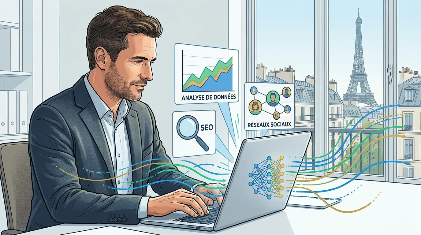 Consultant en marketing digital utilisant des outils d'intelligence artificielle