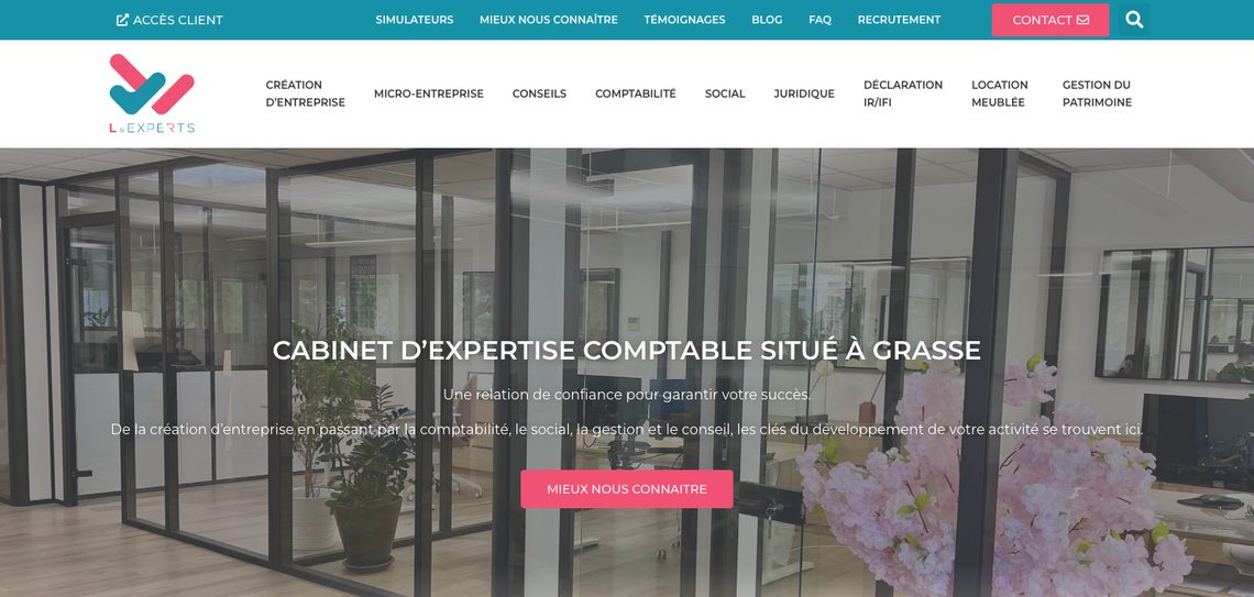 Page d’accueil du site L&Experts