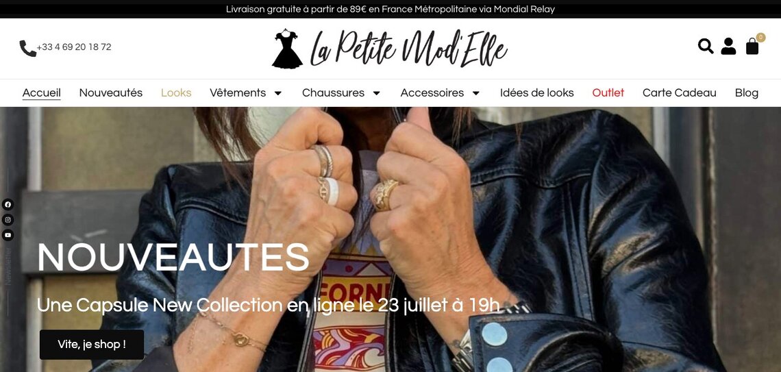 Page d’accueil de la boutique en ligne La Petite Mod’Elle