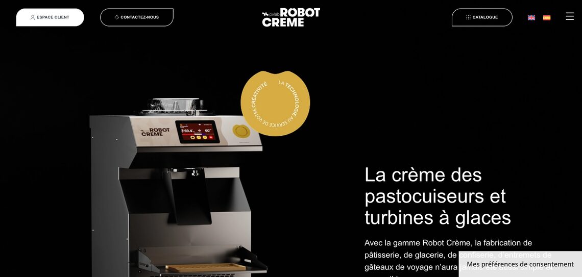 Site Robot Crème, pastocuiseurs et turbines à glace professionnels